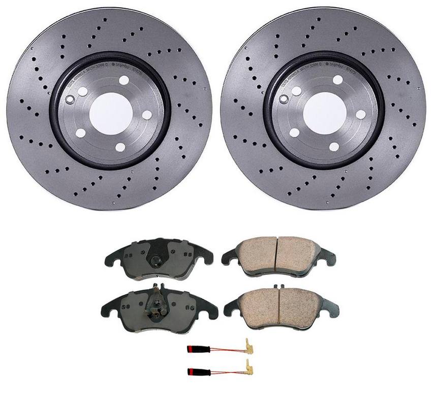 Mercedes Disc Brake Pad and Rotor Kit - Front (322mm) (Ceramic) (EURO) 000421181207 - Akebono Euro Ultra-Premium 4116112KIT